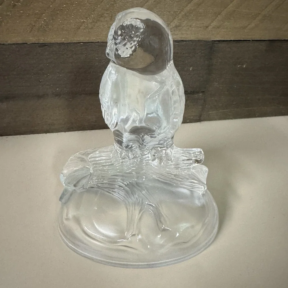 Lead Crystal Owl on Branch Frosted‎ Base 5.5